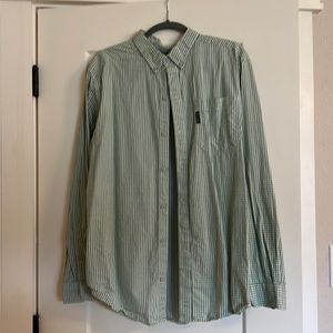 Columbia green and white plaid long sleeve button down size large